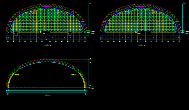 临湘跨度110米，拱高35_7米煤棚网架